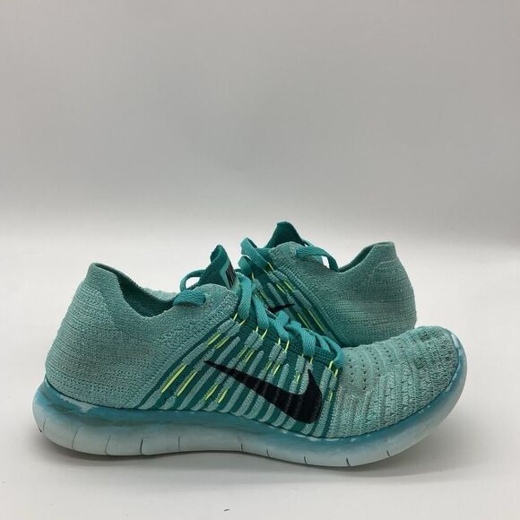 Womens Size 6.5 Nike Free RN Flyknit Hyper Turquoise Running Athletic Sneakers - Picture 6 of 9